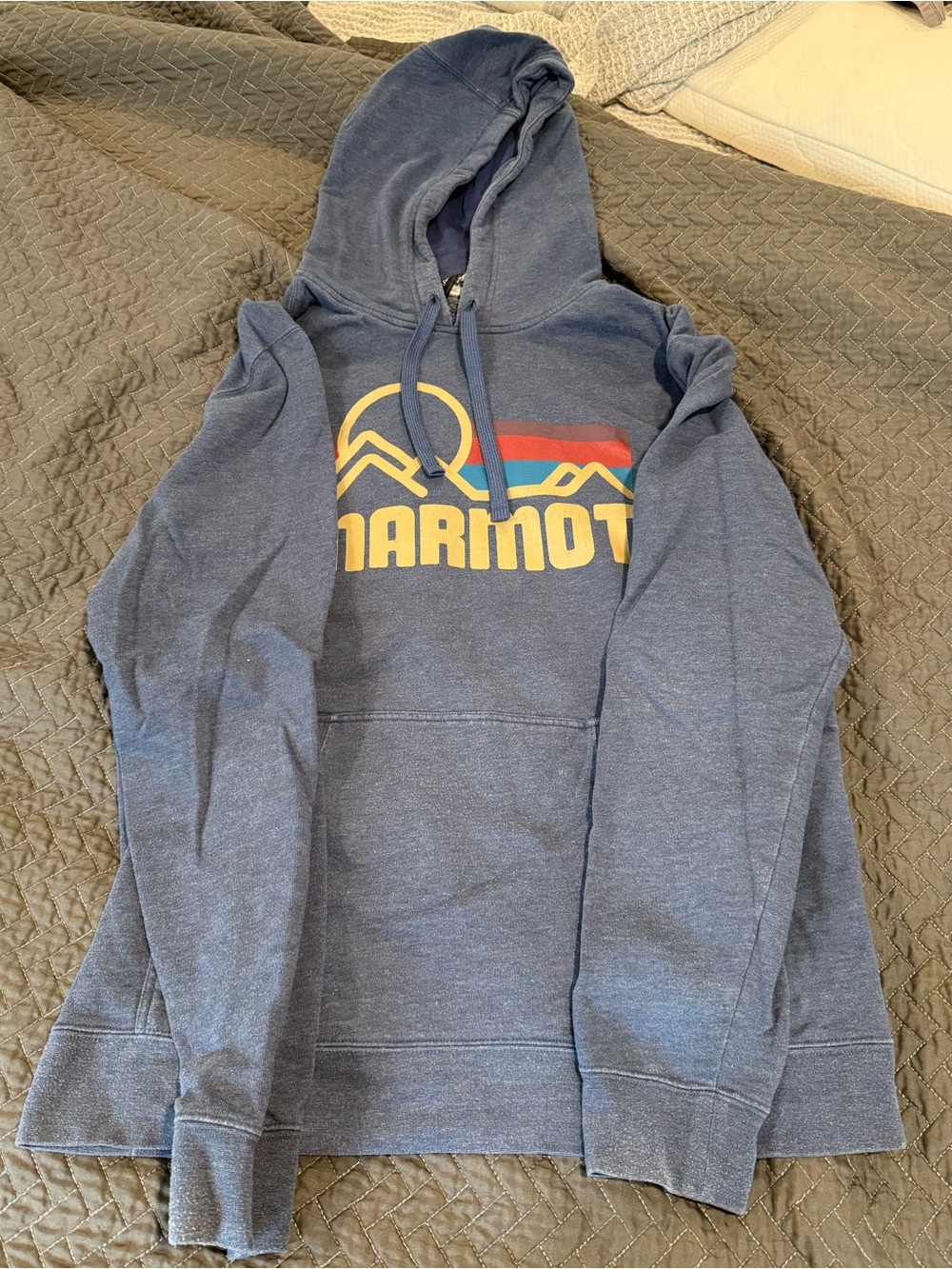 Marmot Navy Blue Fleece-Lined Pullover Hoodie